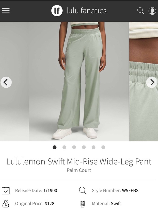 lululemon athletica Pants - NWT Lululemon Swift Mid-Rise Wide-Leg Pant Palm Court PLMC Size 4